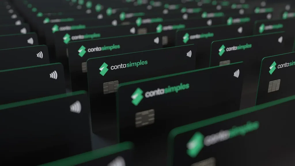 cartões da conta simples enfileirados