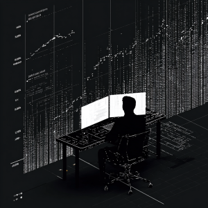 Profissional analisando gráficos e dados financeiros em computador, representando as tendências do mercado financeiro.