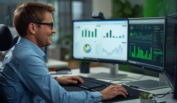 Gestor analisando dados financeiros para reduzir custos da empresa